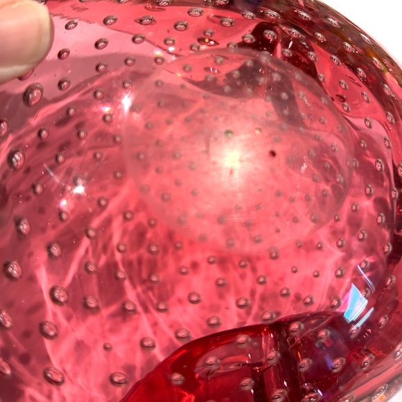 Vintage  Cranberry Murano Glass Bowl Ashtray - Picture 6 of 8